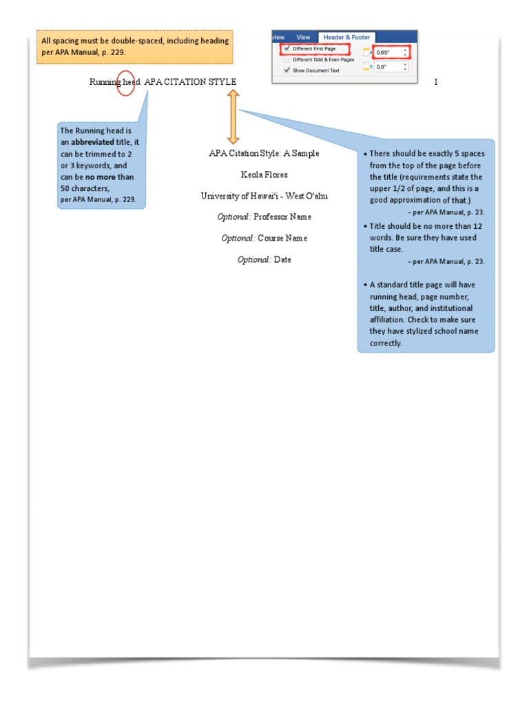 Example Of An Apa Paper