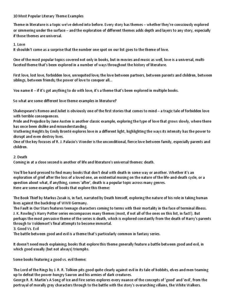 Example Of A Literary Theme