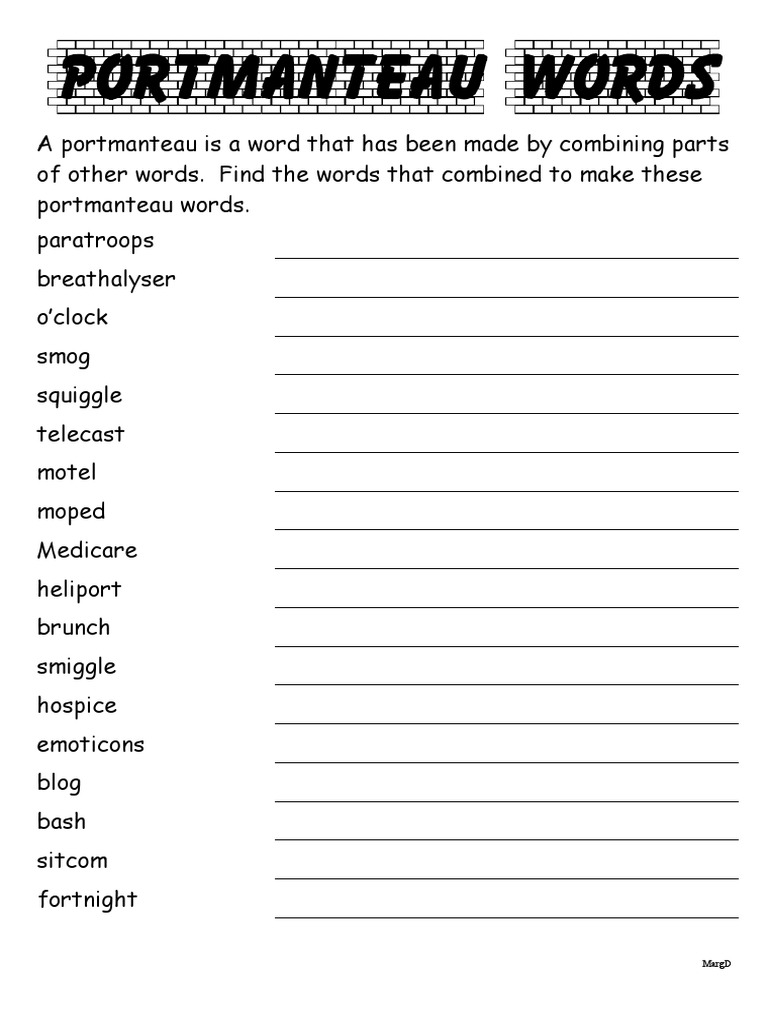 Example Of A Portmanteau Word