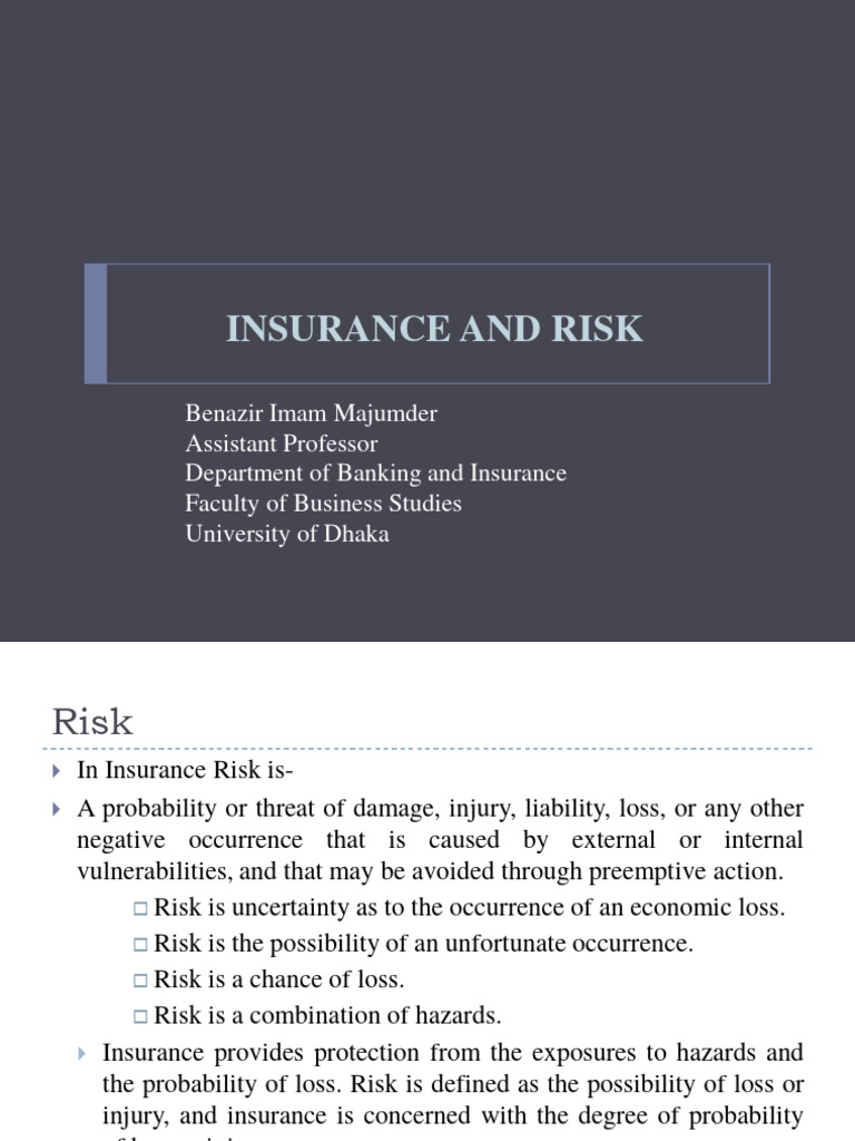 Purchasing Insurance Is An Example Of Risk