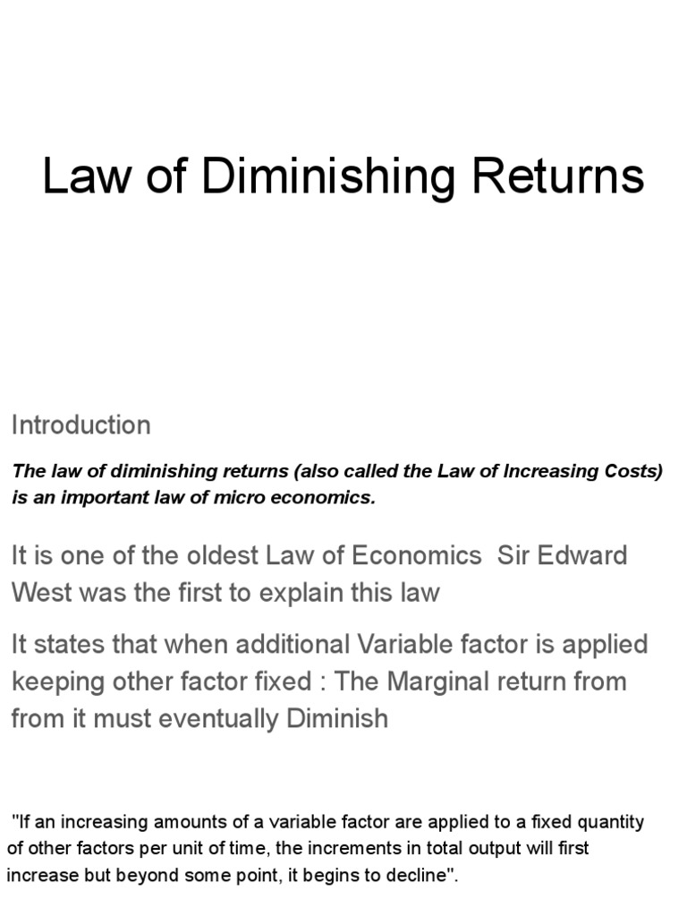 Give An Example Of The Law Of Diminishing Returns