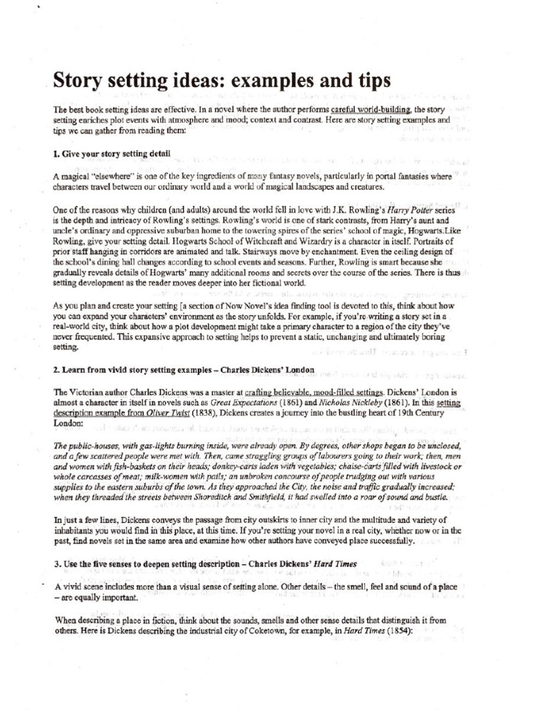 Example Of Setting Of The Story