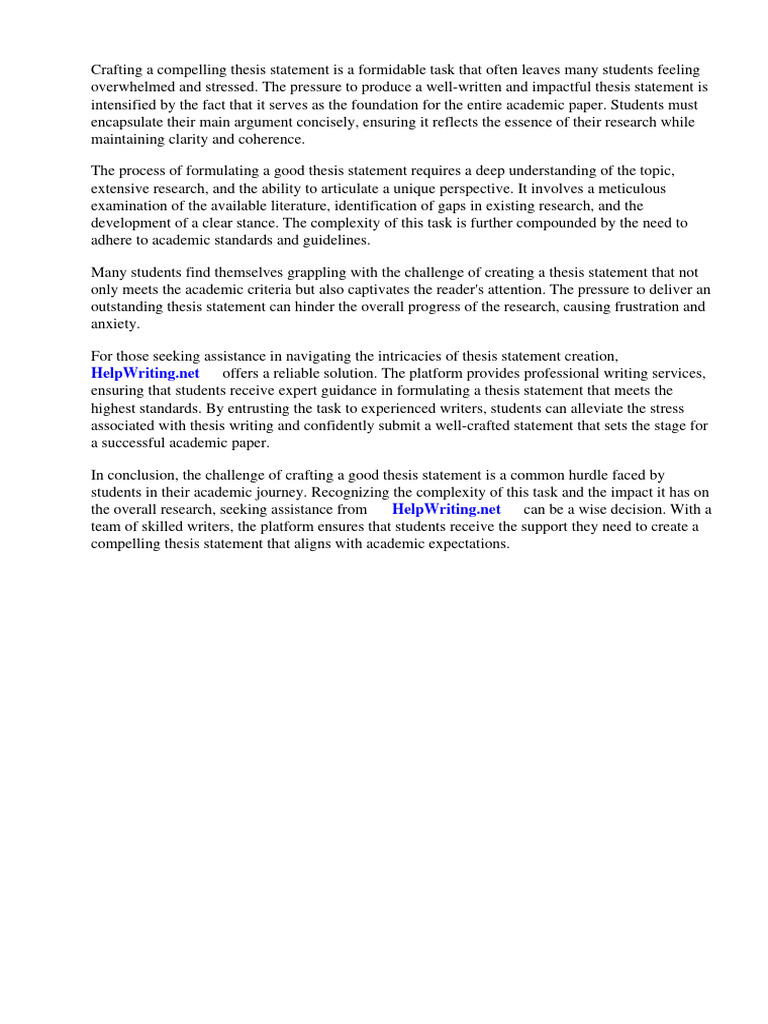 Example Of A Good Thesis Statement