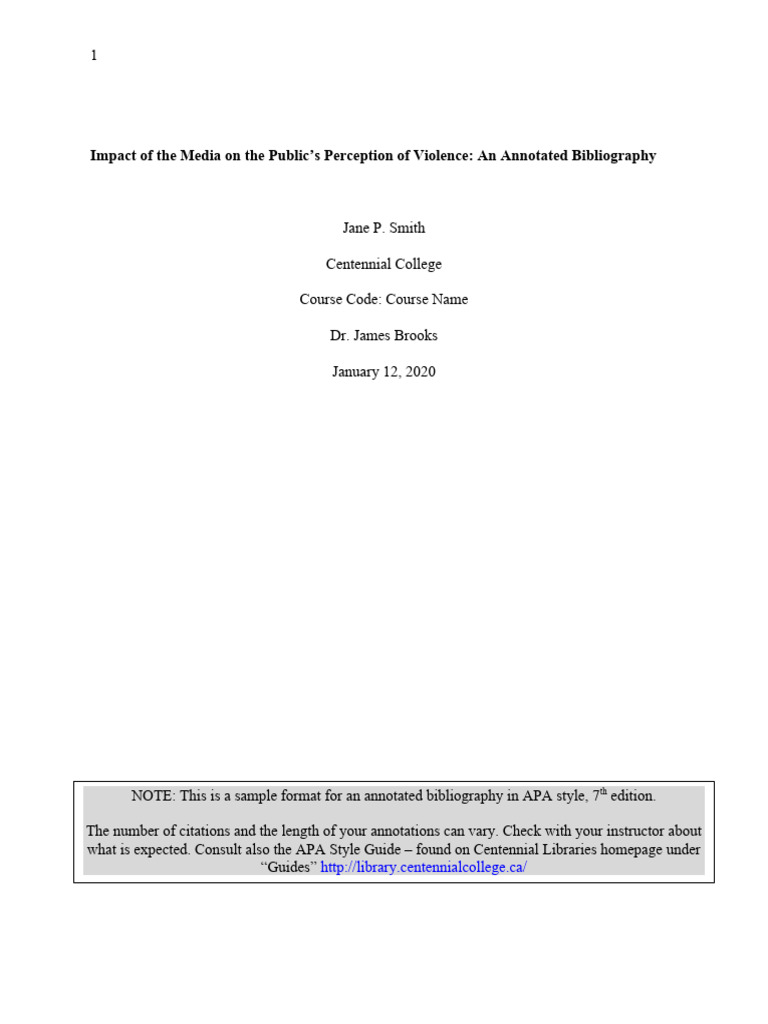 Example Of An Annotated Bibliography