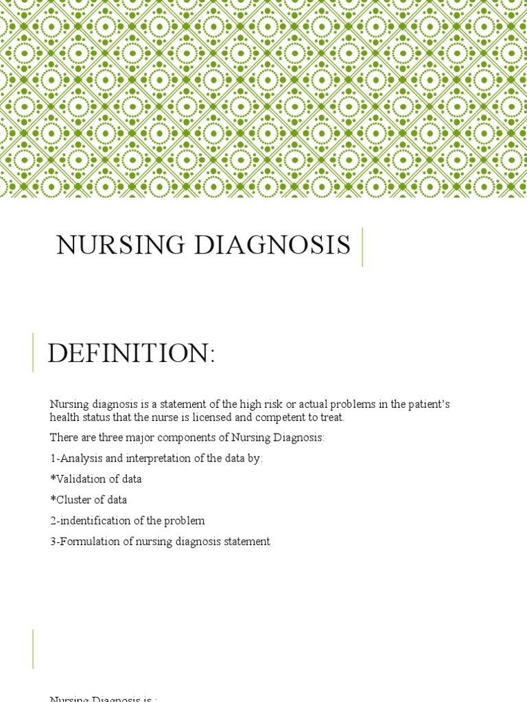 Example Of Diagnosis In Nursing