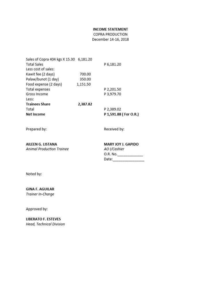 Example Of An Income Statement