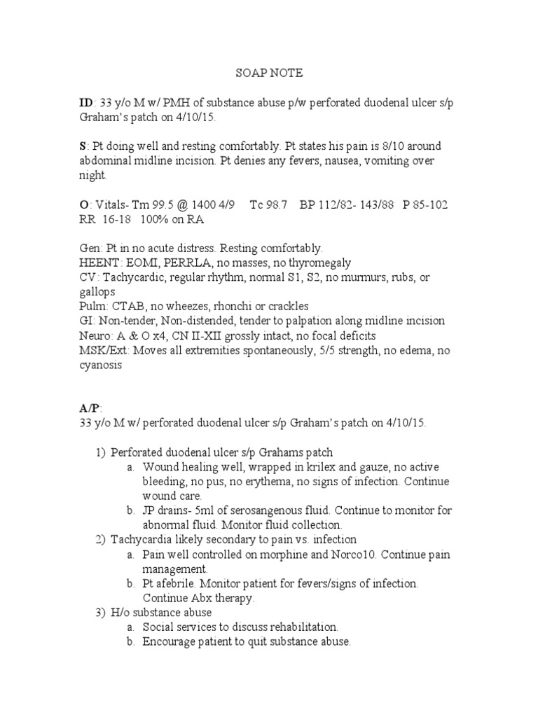 Example Of A Soap Note
