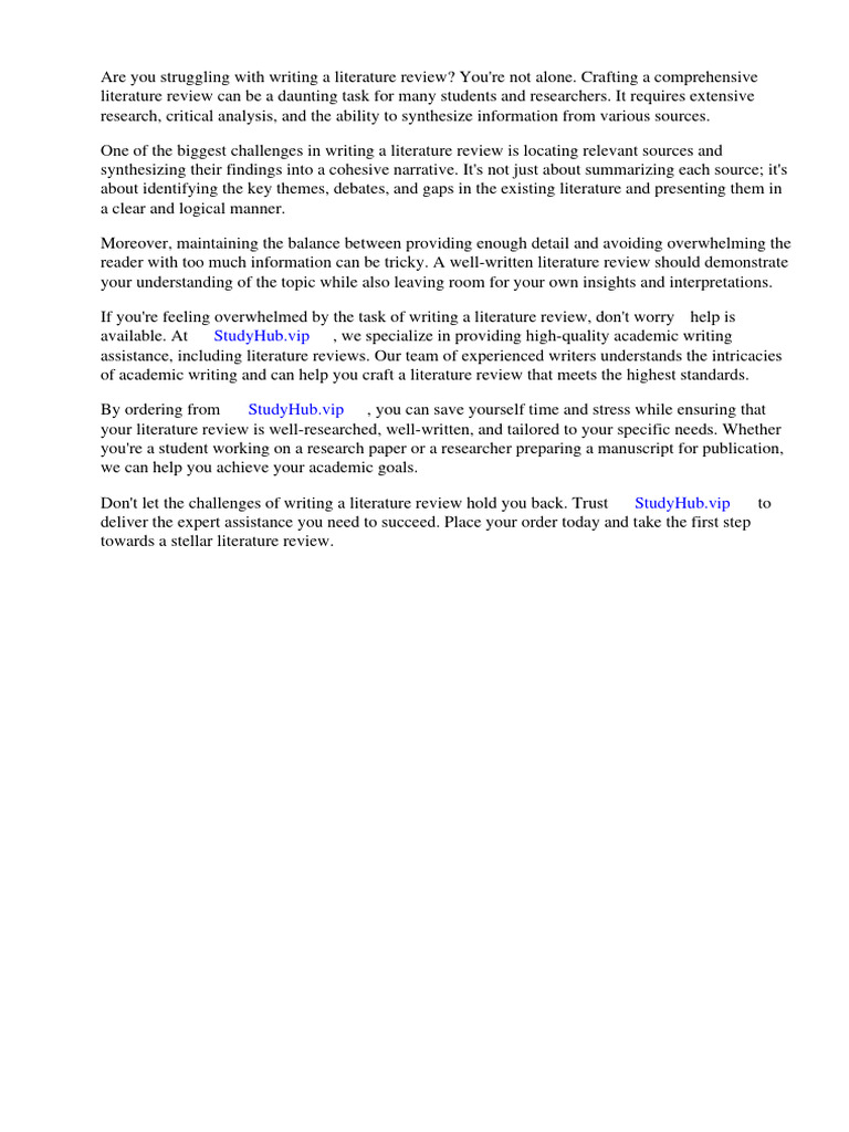 Example Of A Literature Review