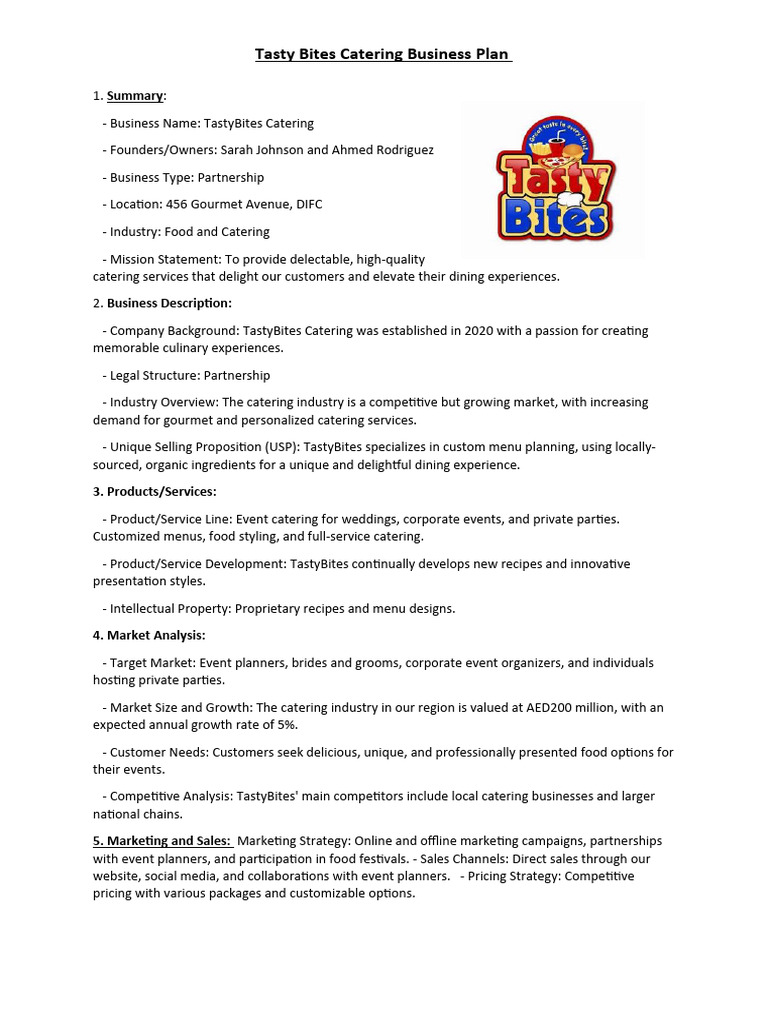 Example Of A Business Plan