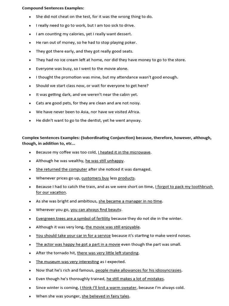 Example Of A Compound Complex Sentence