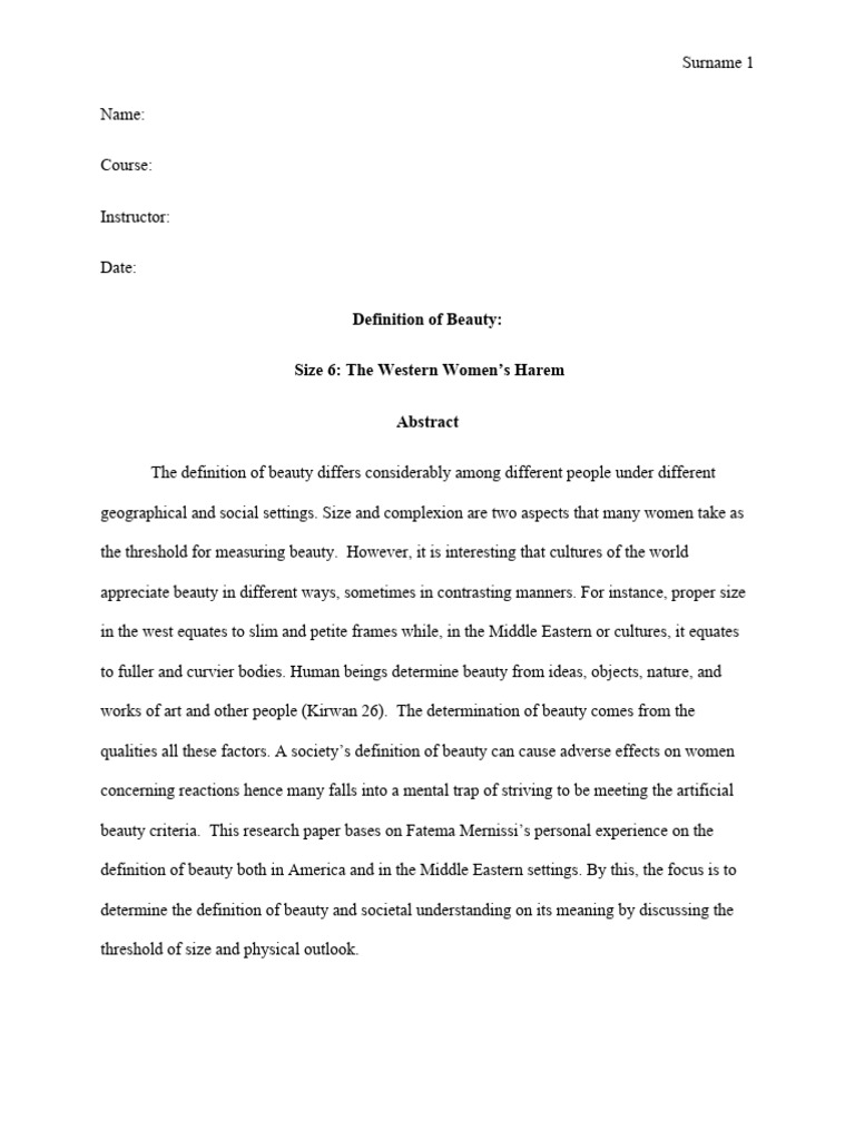 Example Of Mla Format Paper