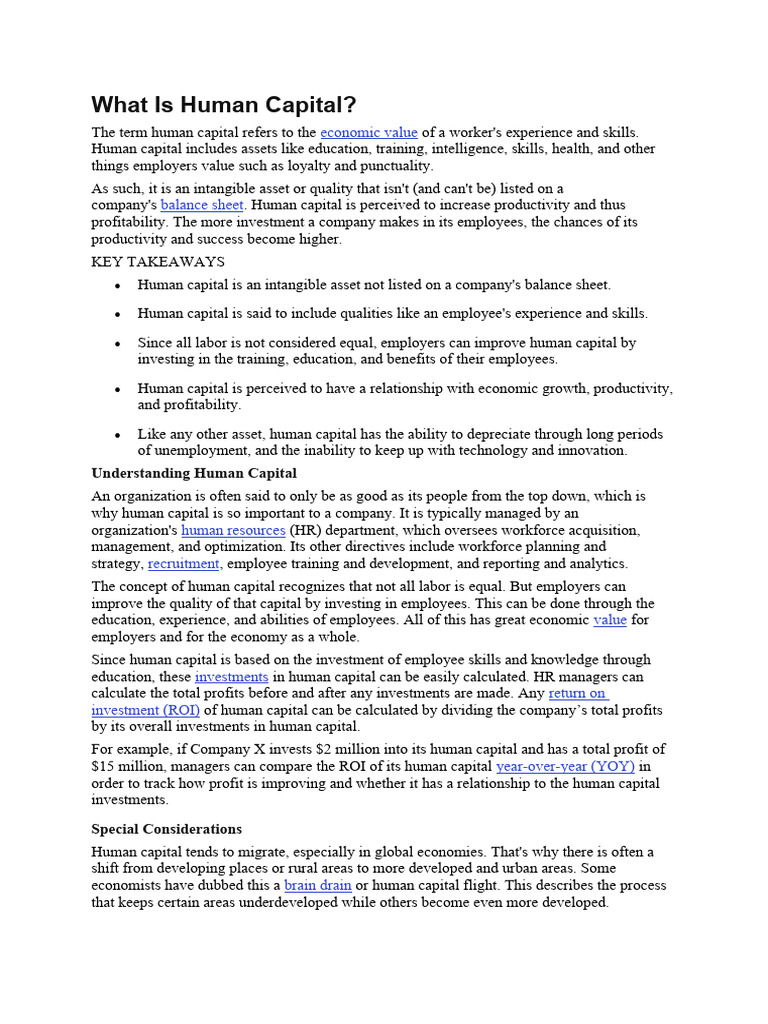 Which Of The Following Is An Example Of Human Capital