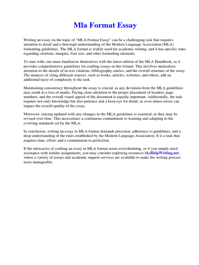 Example Of Mla Format Essay