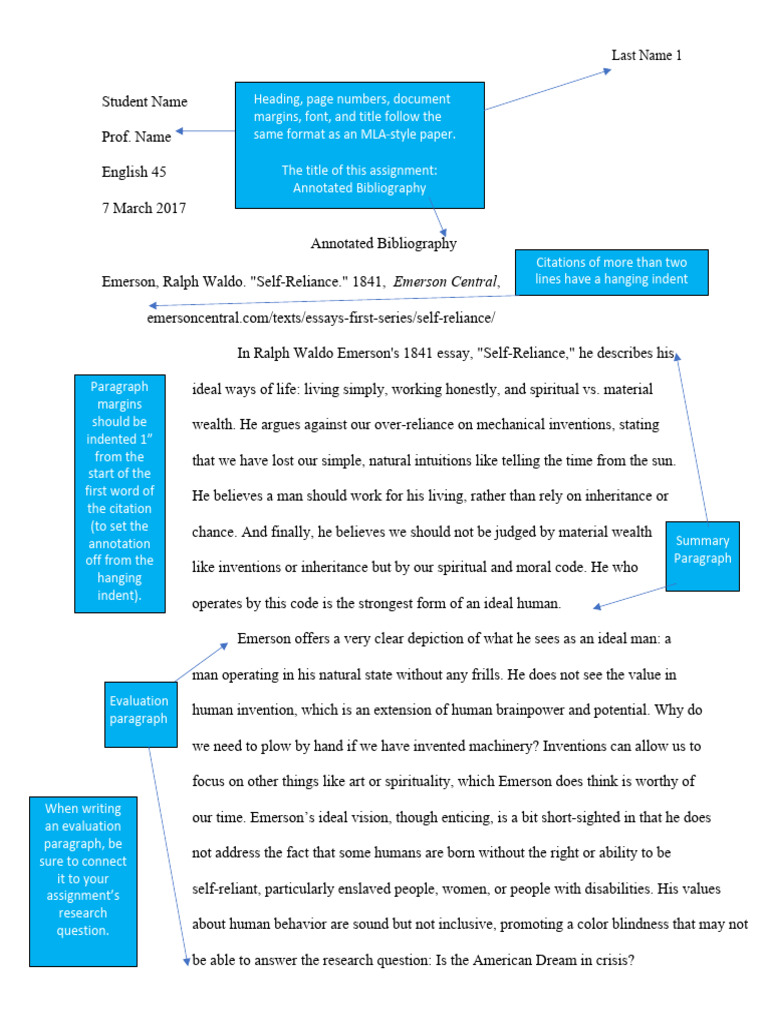 Example Of A Mla Annotated Bibliography