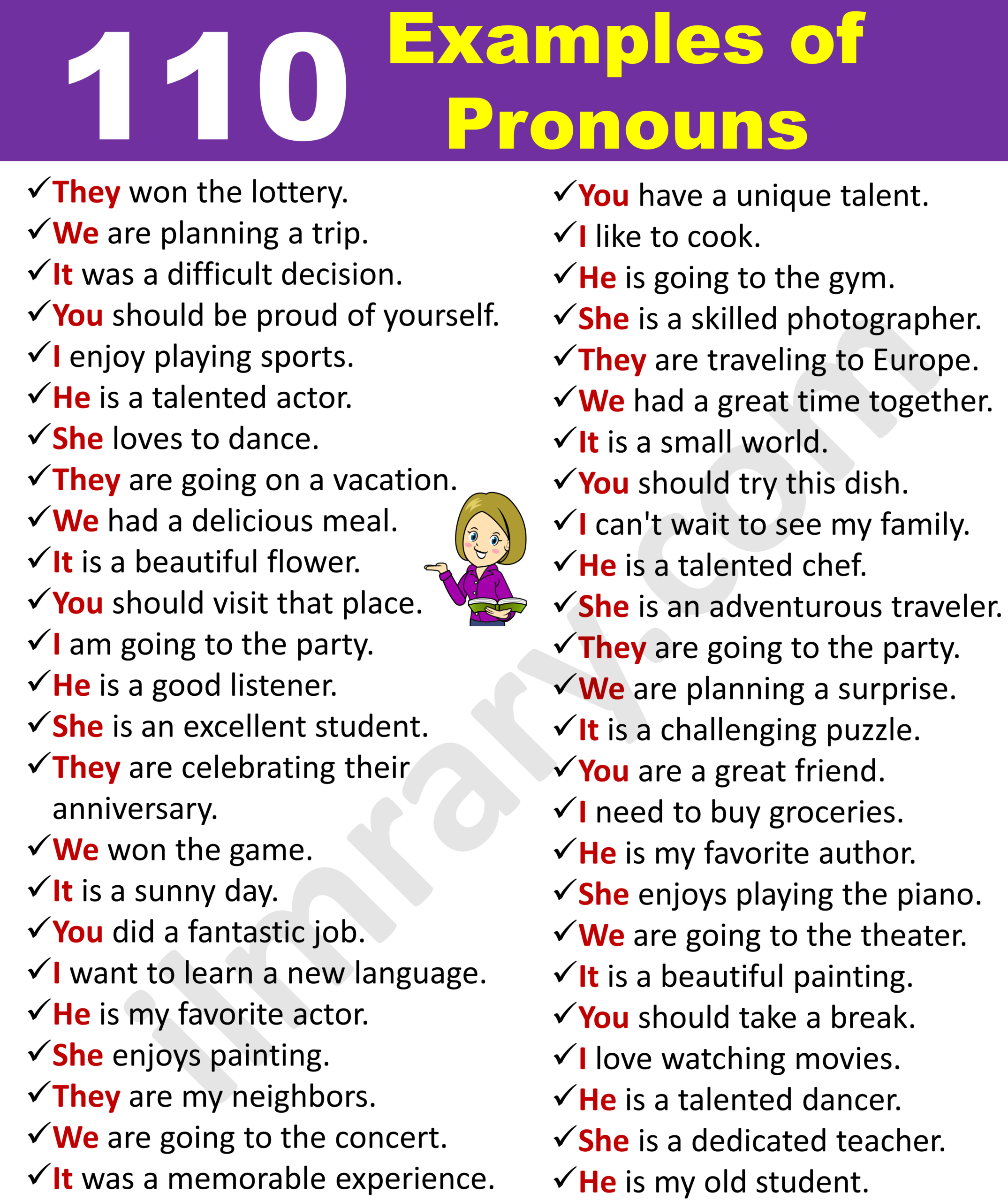 What Is The Example Of Pronoun