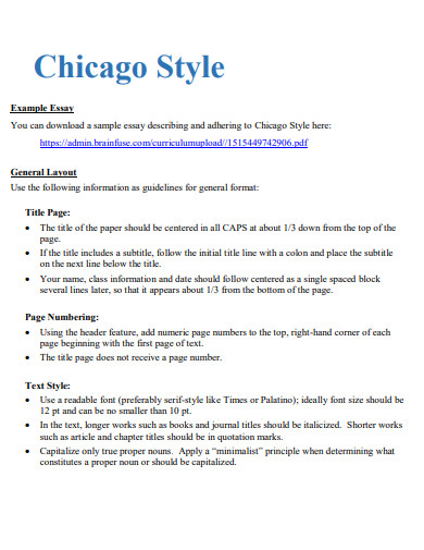 Example Of Chicago Style Paper