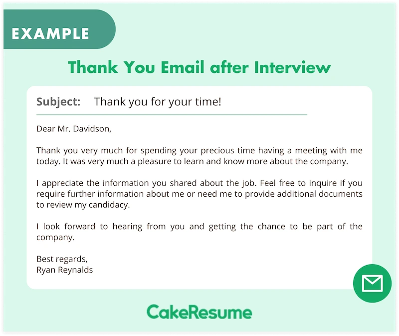 Example Of A Thank You Email After Interview