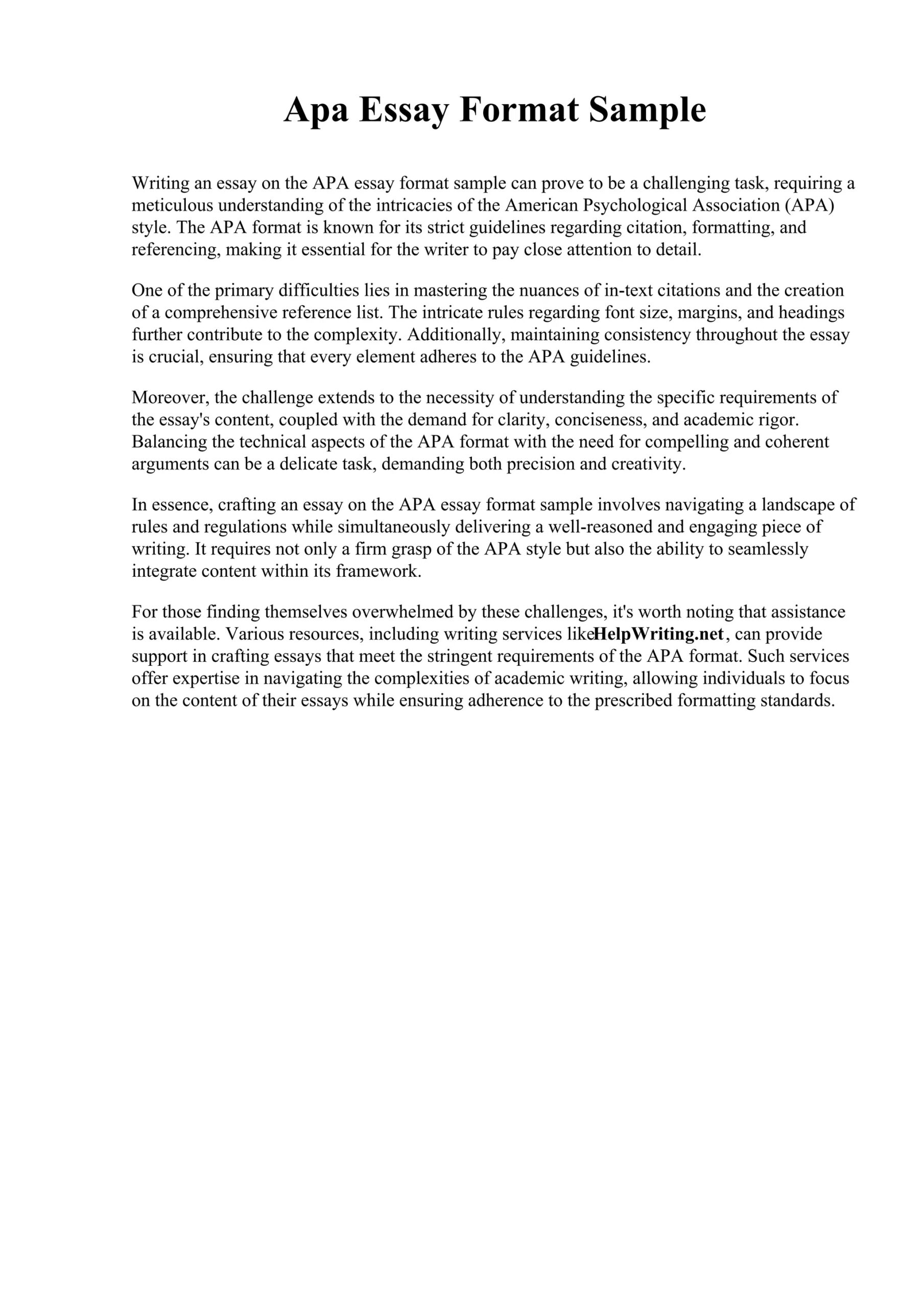 Example Of An Essay In Apa Format