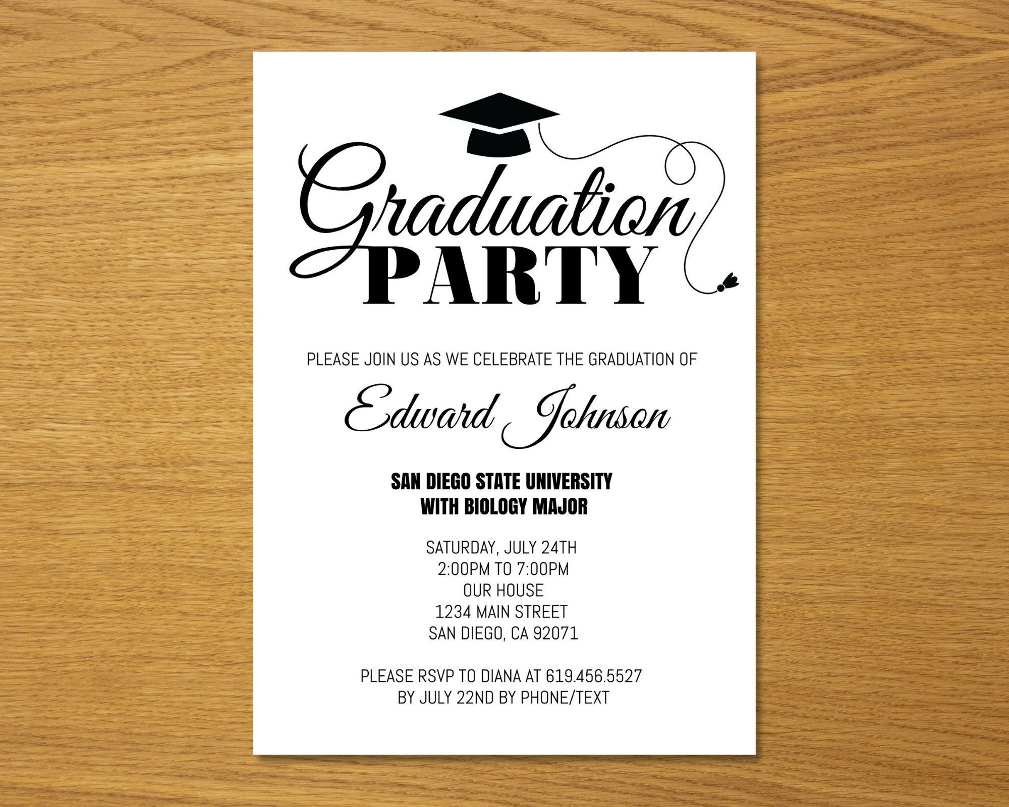 Example Of A Graduation Invitation