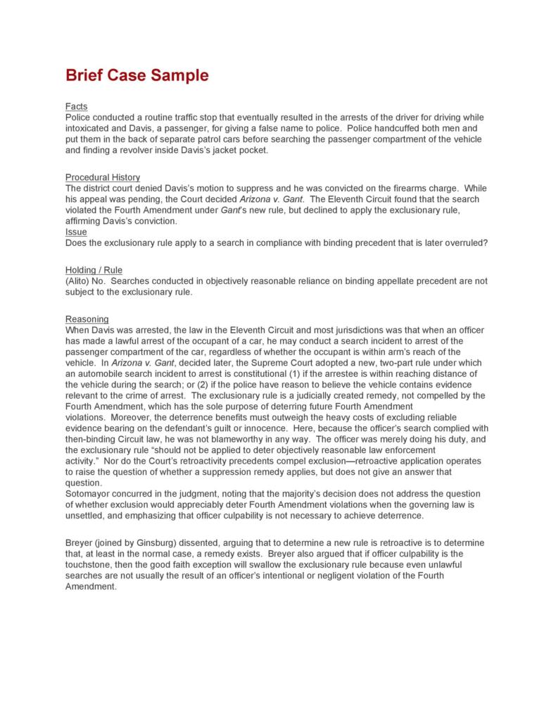 Example Of A Case Brief