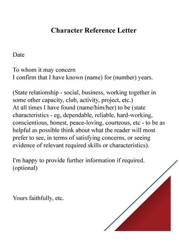 Example Of Character Reference Letter