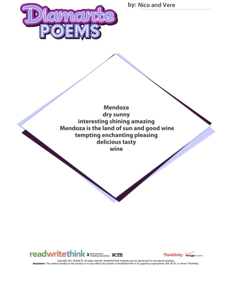 Example Of A Diamond Poem